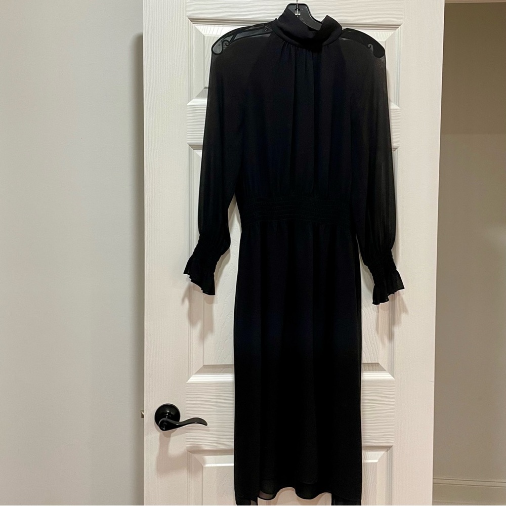 Tory Burch Black Long-Sleeve Midi Dress